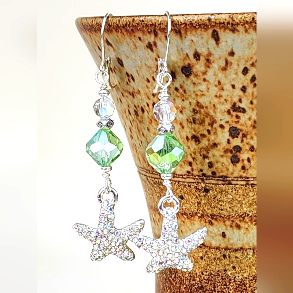 Sparkling Starfish Earrings!‎ Handcrafted Earrings